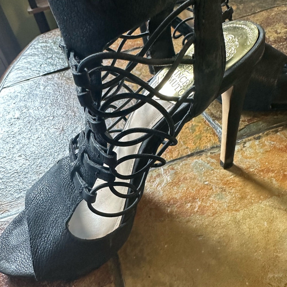 Vince Camuto Black Lace-Up Heels